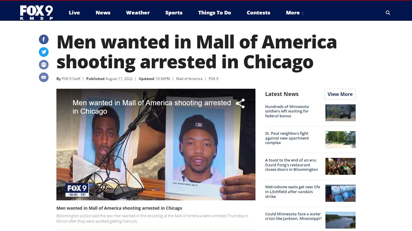 Men wanted in Mall of America shooting arrested in Chicago